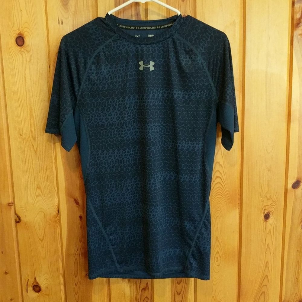 Men's Under Armour compression shirt sz LG navy bl